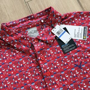 Callaway Golf Shirt Men's XL Red Opti Dry Polo USA America July 4th